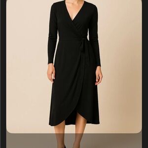 Chic Black Long Sleeve Wrap Dress